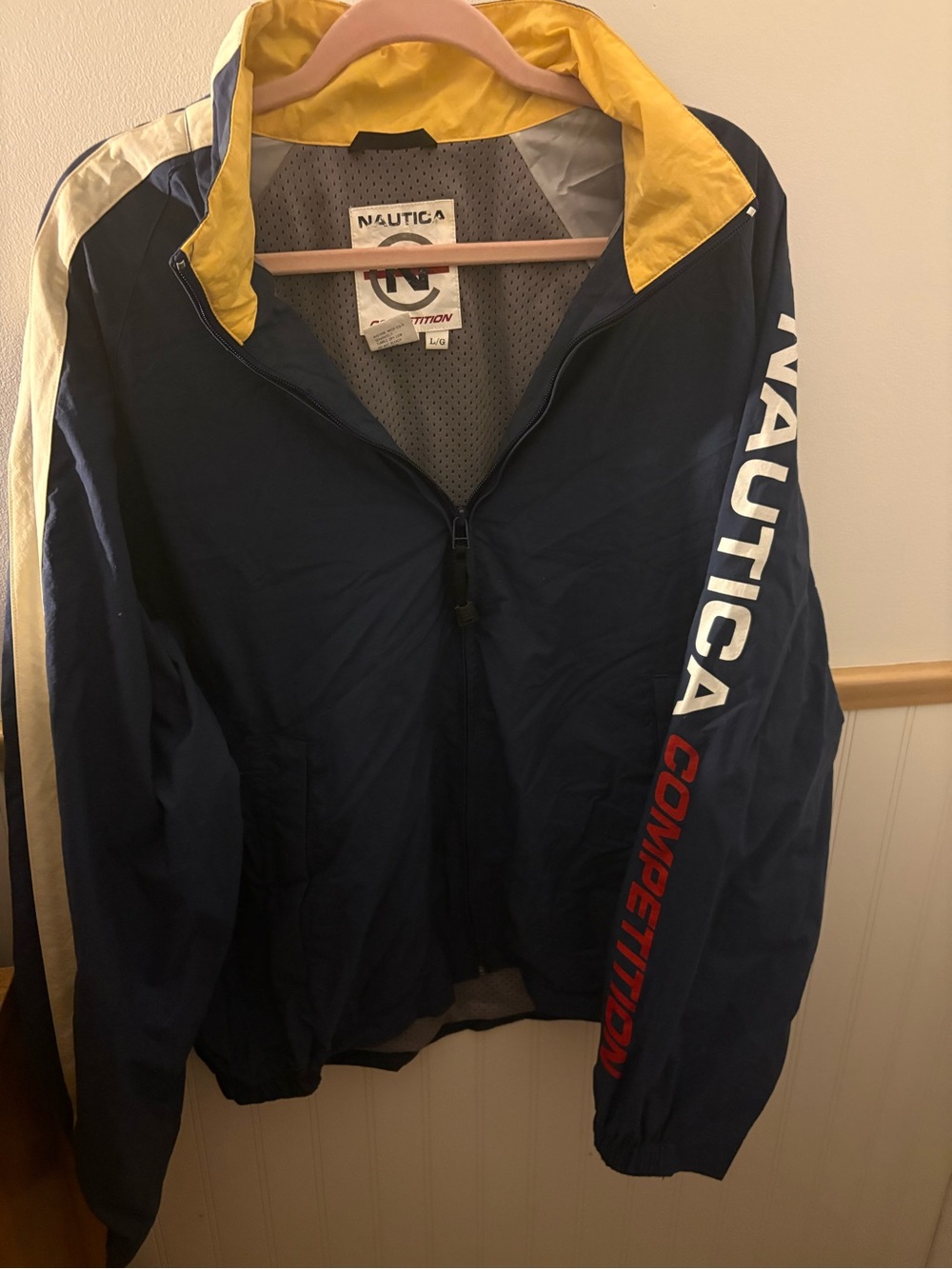 Vintage 90s Nautica Competition Windbreaker Men’s L Colorblock Spellout Jacket